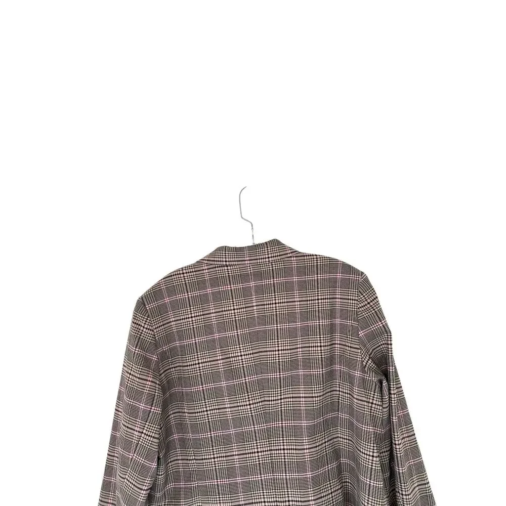 Lascana Pink‎ Plaid Preppy Academia Work Career Single Breasted Blazer Size 14